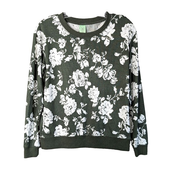 Honeydew Women’s Size SMALL Olive Green Floral Super Soft Lounge Top Comfy Boho - Picture 1 of 11